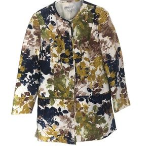 NEW Pendleton Petite Long Line Jacket Blazer Floral Linen Blend N9